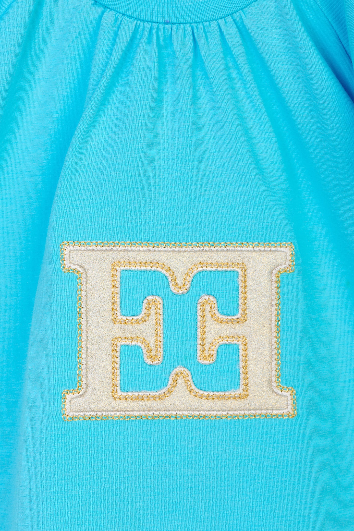 Girls Embroidered Logo Dress in Blue