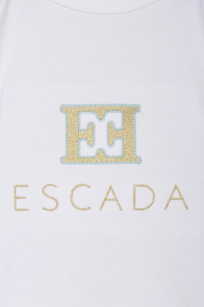 Girls Embroidered Logo Dress in White
