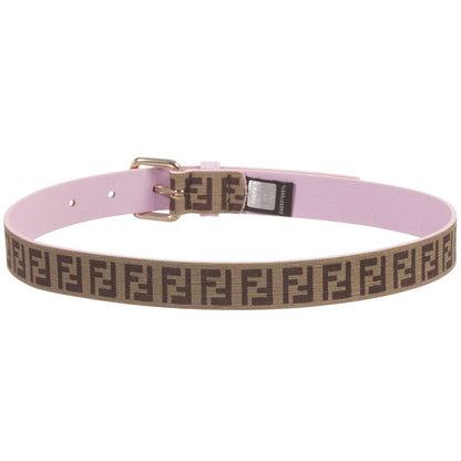 Girls Pink 'FF' Logo Metal Buckle Belt