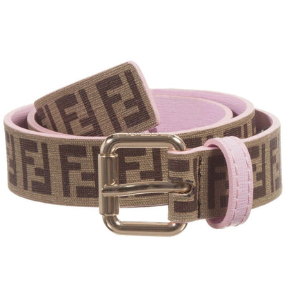 Girls Pink 'FF' Logo Metal Buckle Belt