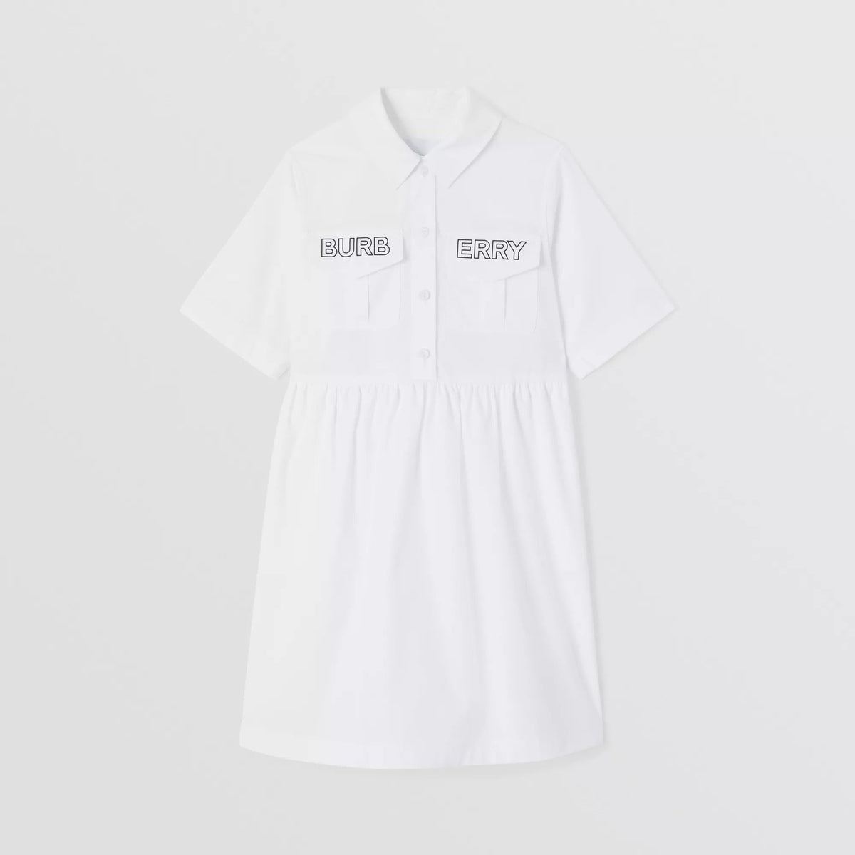 女童白色Logo棉连衣裙