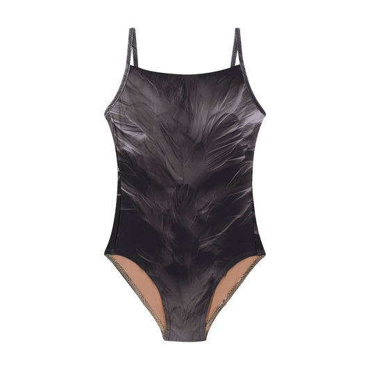 女童黑色羽毛芭蕾舞连体衣(J181LE01VL/black)