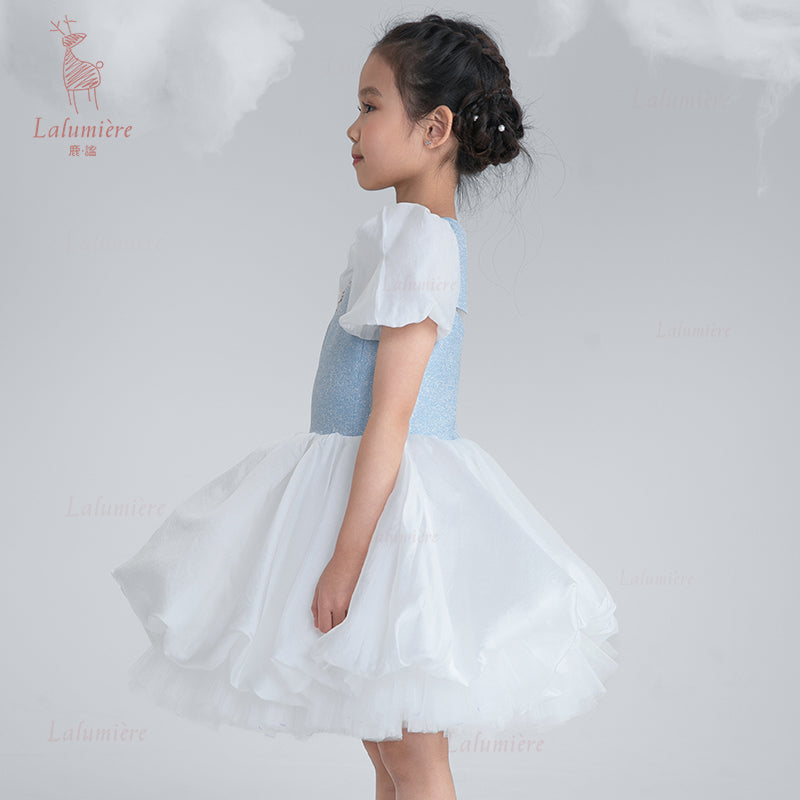 女童奇云提花礼服裙