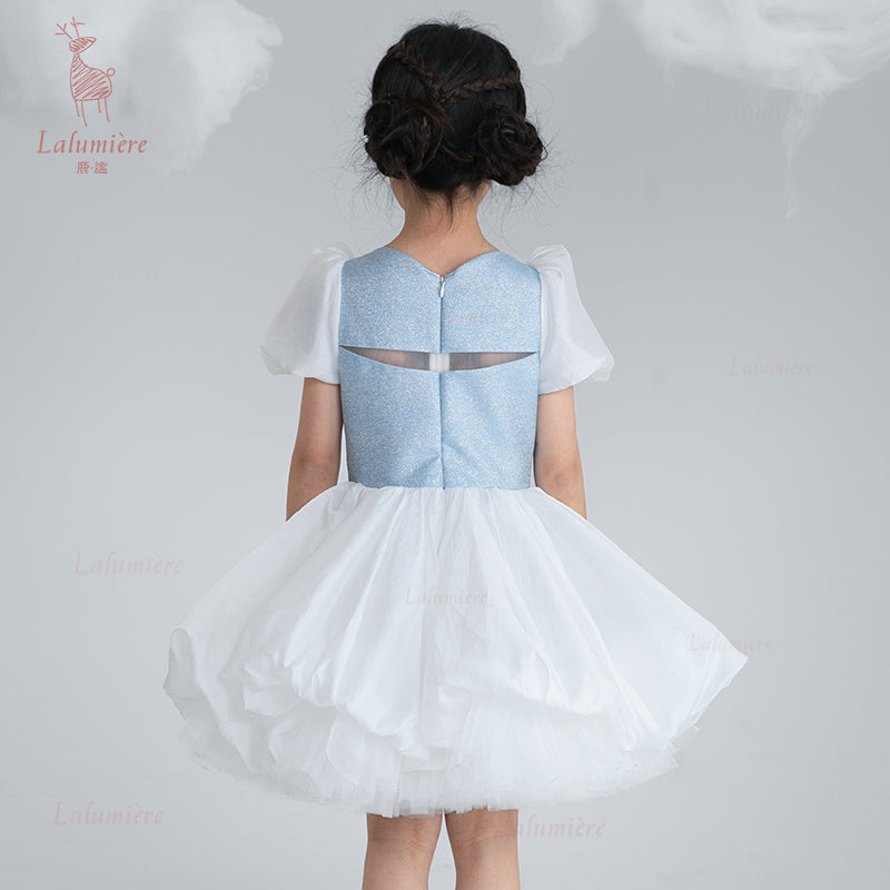 女童奇云提花礼服裙