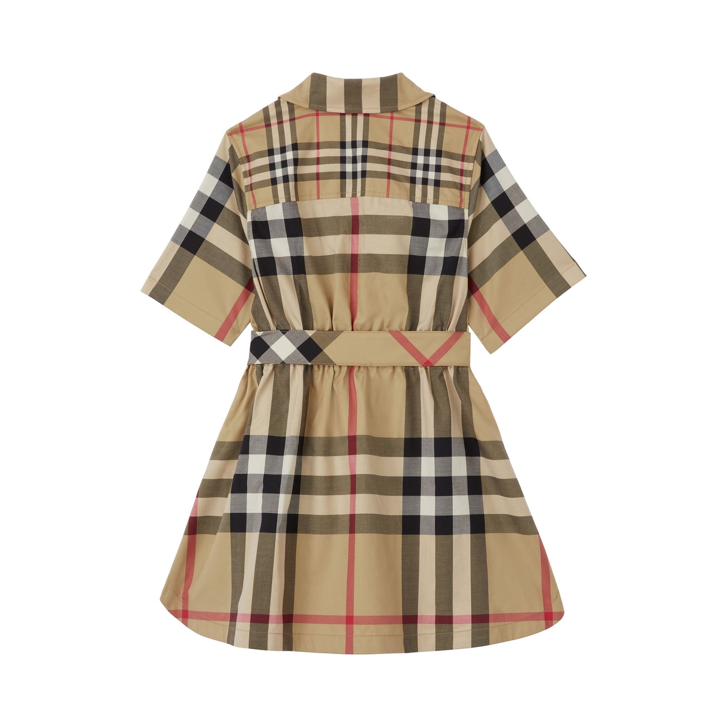 女童米色格子棉连衣裙
