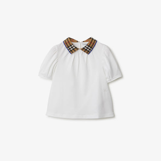 女童白色棉Polo衫