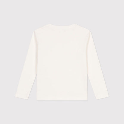 女童象牙白Logo刺绣棉衬衫
