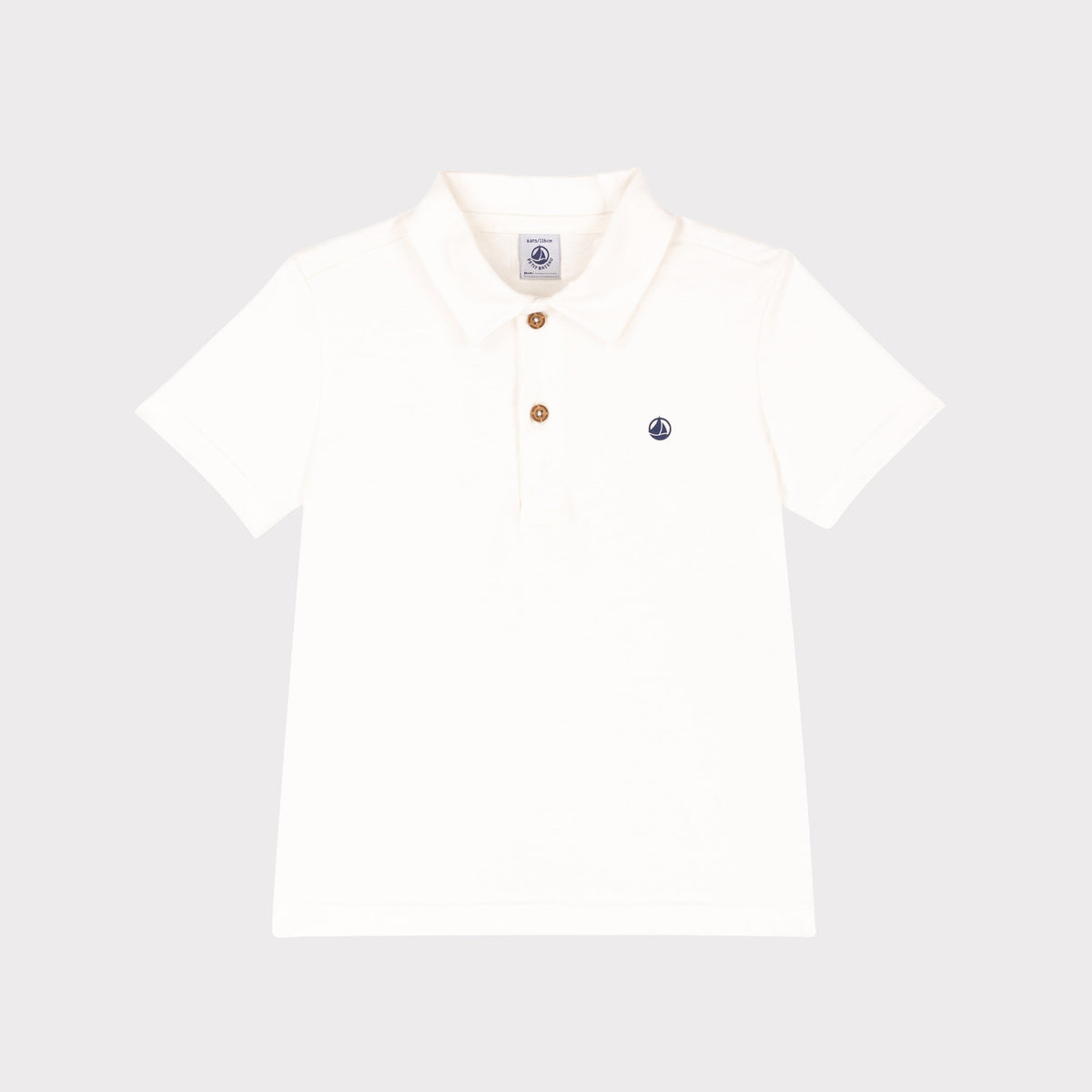 男童白色Logo棉Polo衫