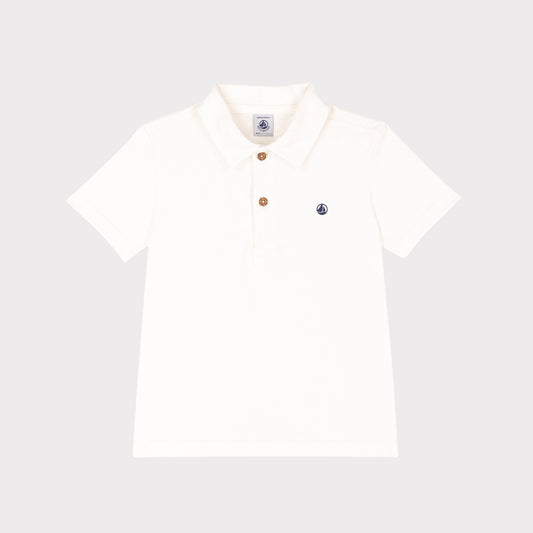 男童白色Logo棉Polo衫
