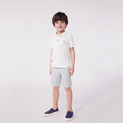 男童白色Logo棉Polo衫