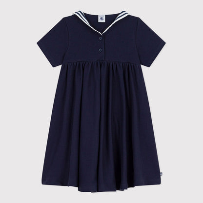 女童藏蓝色棉连衣裙