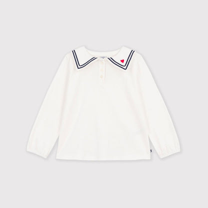 女童白色棉上衣