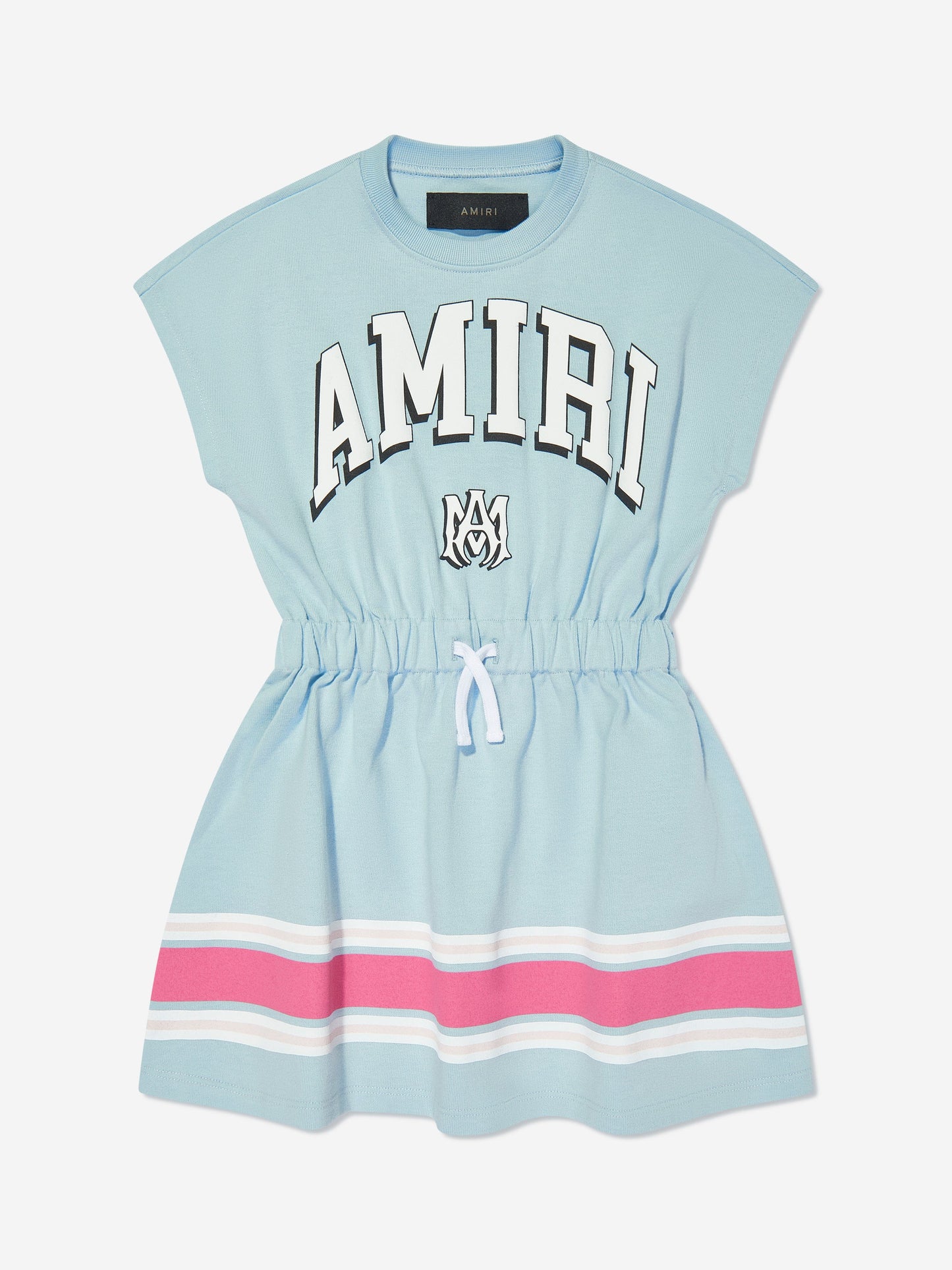 Amiri 女童蓝色徽标条纹 T 恤连衣裙