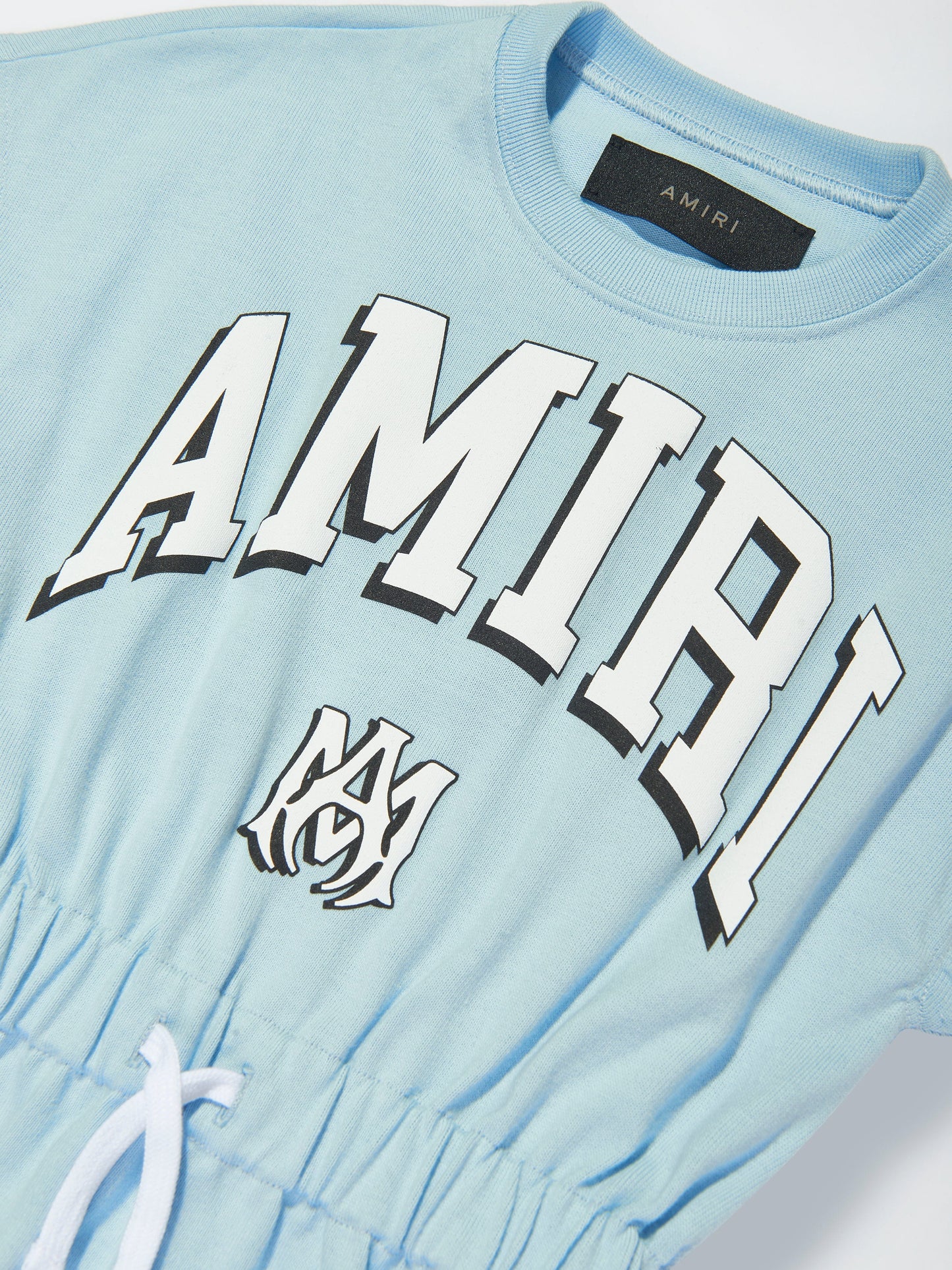 Amiri 女童蓝色徽标条纹 T 恤连衣裙