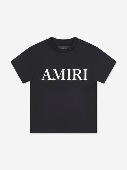 Amiri Kids 黑色核心徽标 T 恤