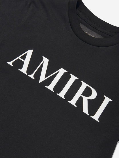 Amiri Kids 黑色核心徽标 T 恤