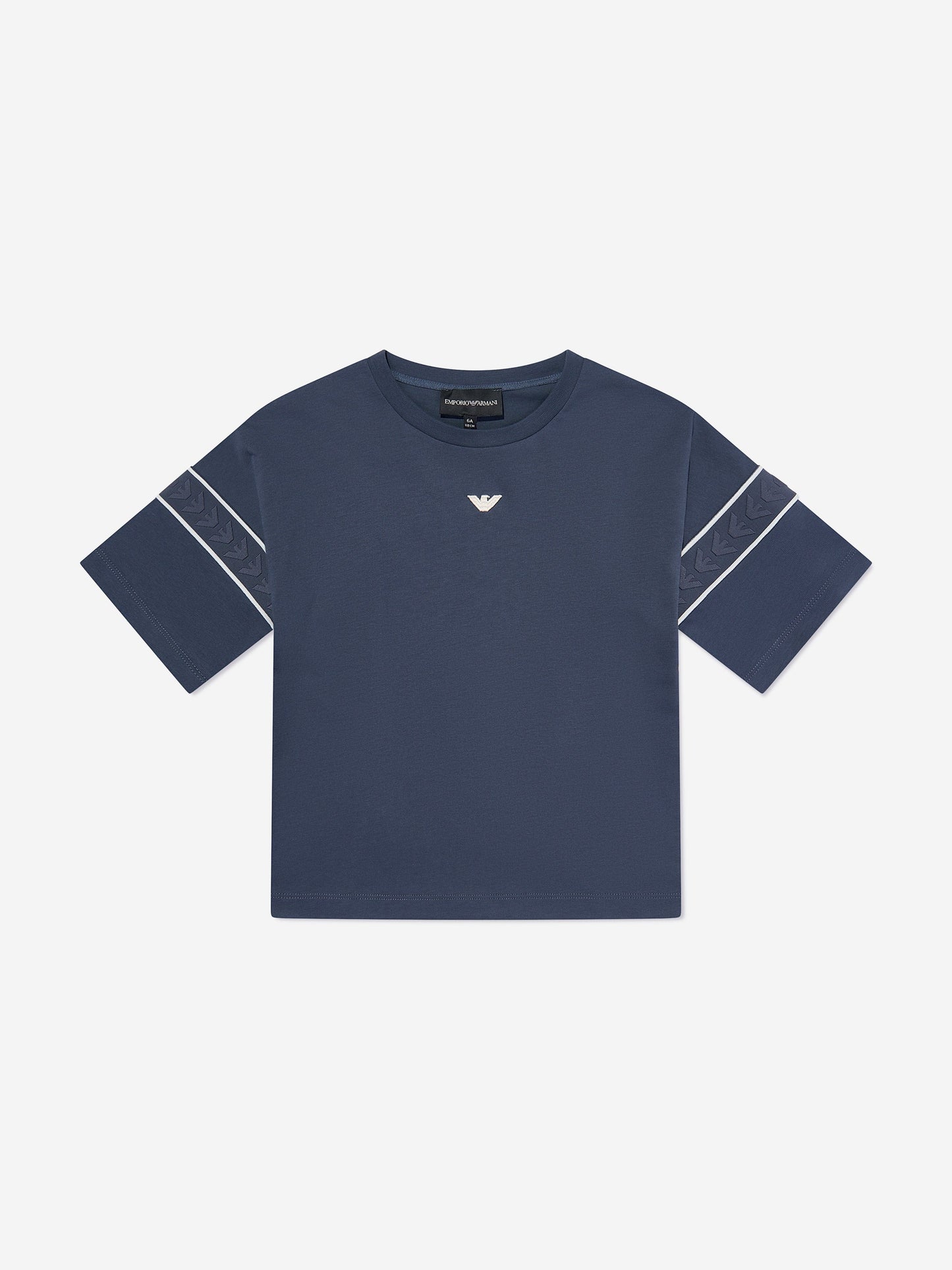 Emporio Armani 男童蓝色徽标 T 恤