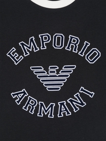 Emporio Armani 男童徽标 T 恤（海军蓝）