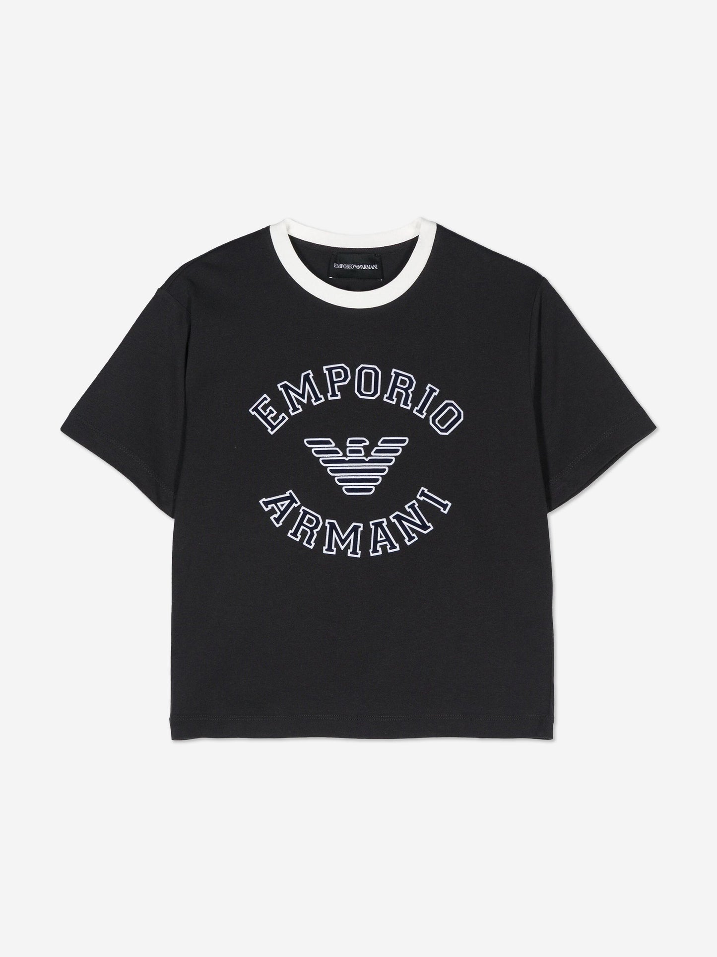 Emporio Armani 男童徽标 T 恤（海军蓝）
