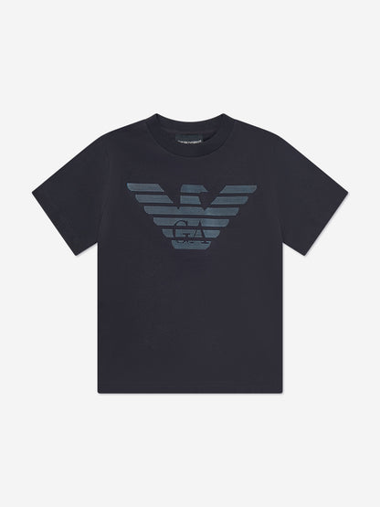 Emporio Armani 男童徽标 T 恤（海军蓝）