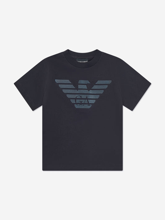 Emporio Armani 男童徽标 T 恤（海军蓝）