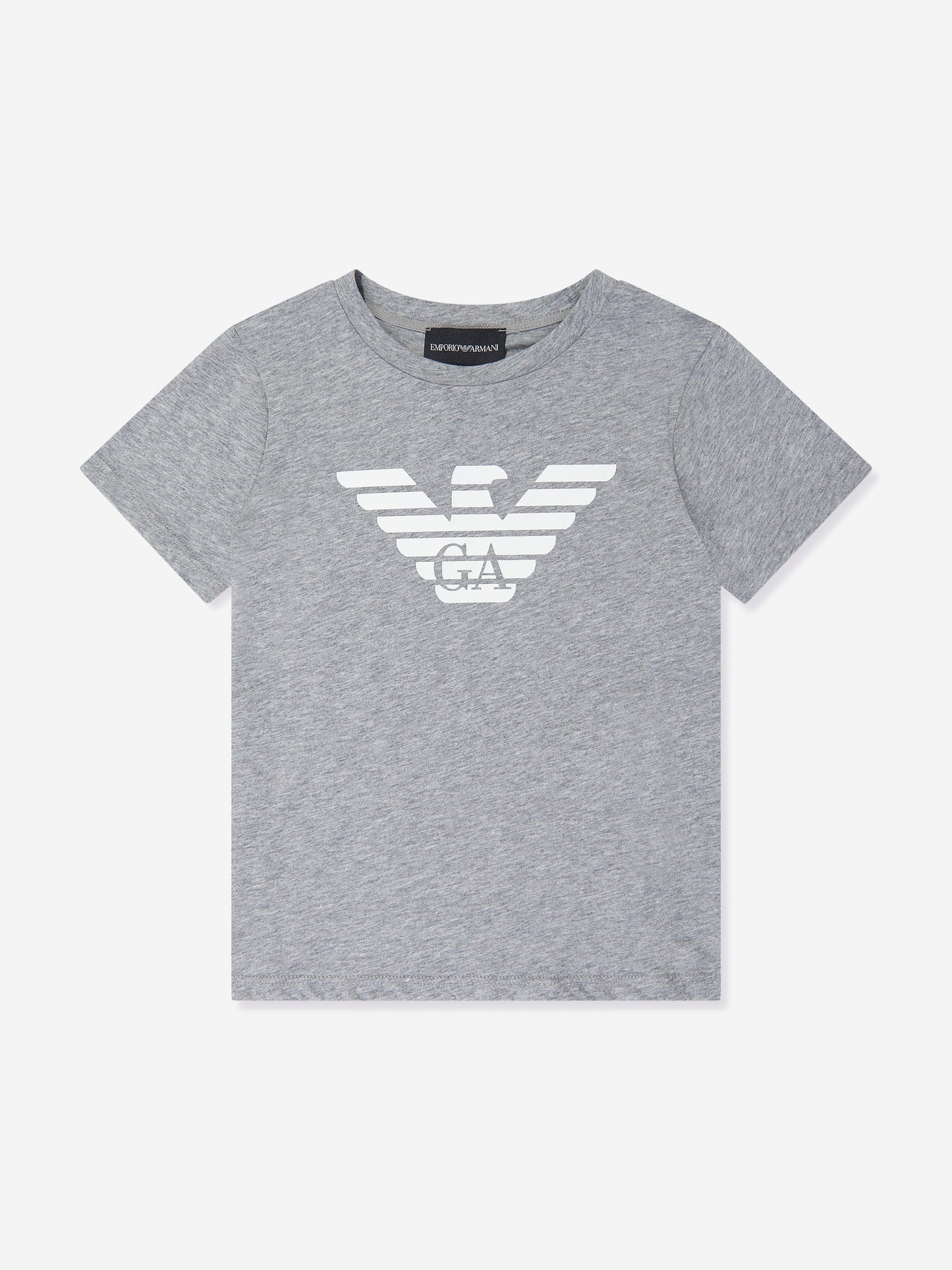 Emporio Armani 男童徽标 T 恤（灰色）