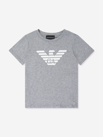 Emporio Armani 男童徽标 T 恤（灰色）