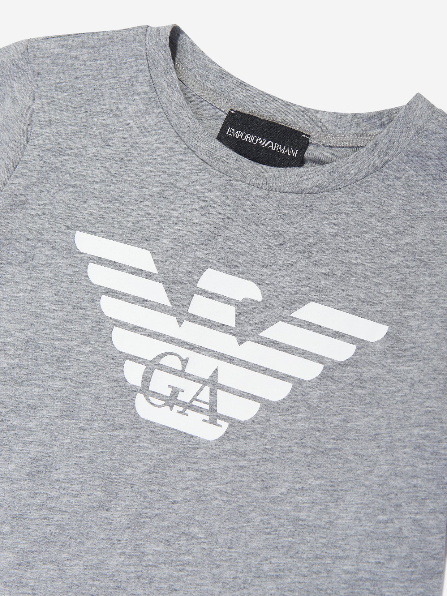 Emporio Armani 男童徽标 T 恤（灰色）