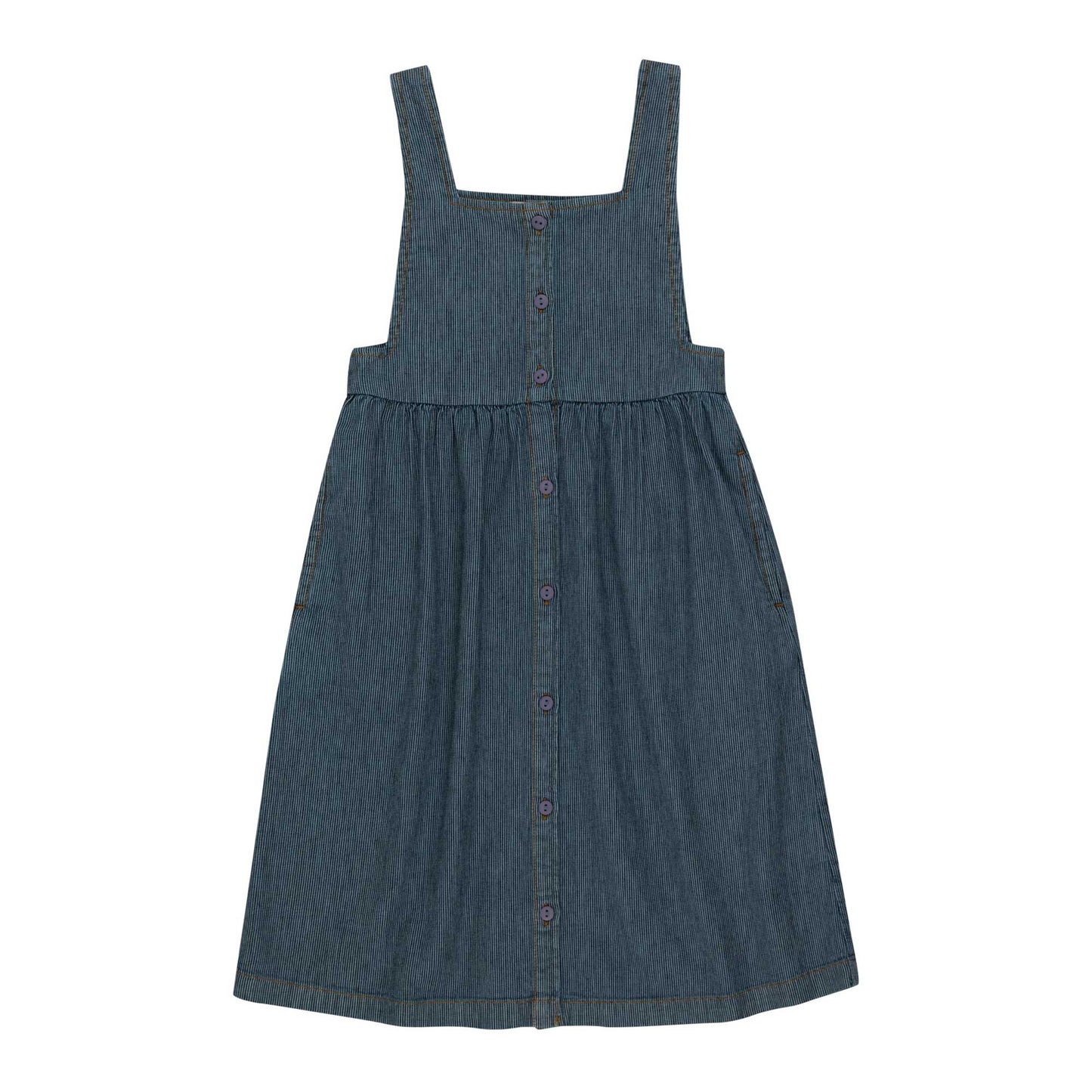 女童蓝色条纹牛仔连衣裙