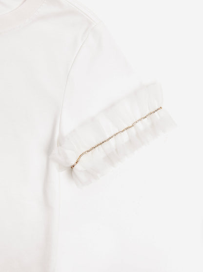 BCBG Girls Ruffle Sleeve T-Shirt in White