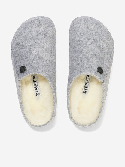 BIRKENSTOCK Boys Zermatt Felt Shearling Slippers in Grey