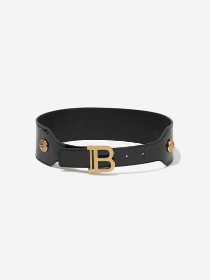 Balmain Girls 黑色亮漆皮带