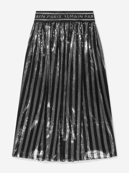Balmain 女童银色百褶裙