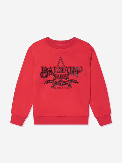 Balmain Kids 徽标运动衫（红色）