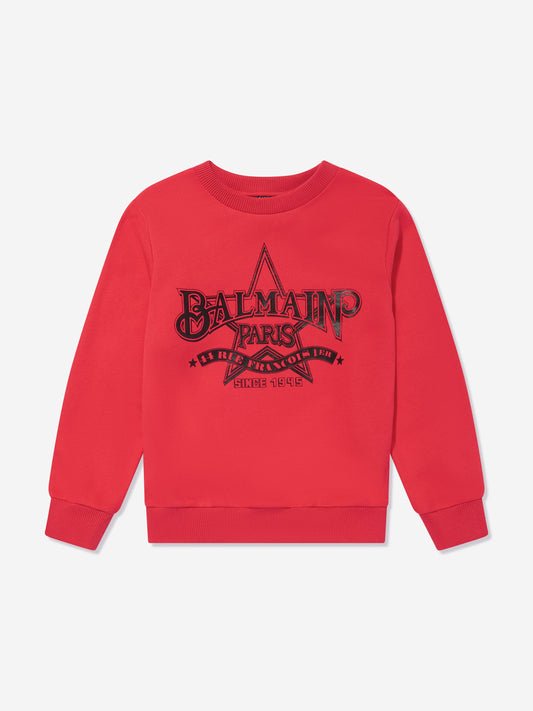 Balmain Kids 徽标运动衫（红色）