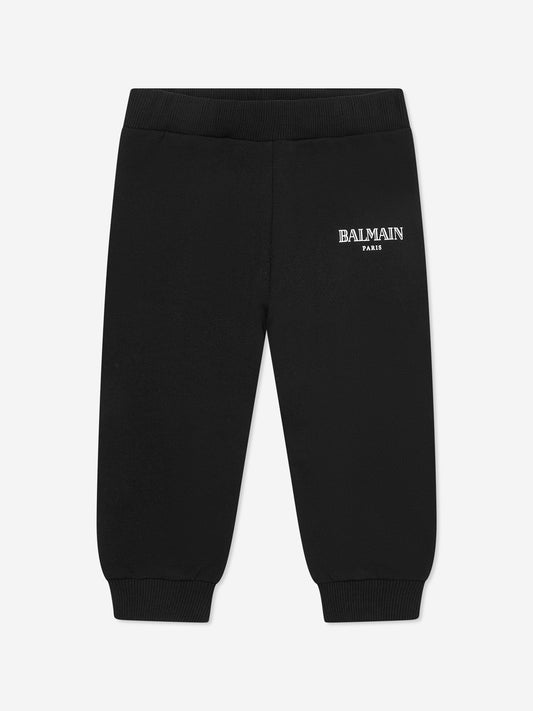 Balmain Baby Paris 徽标慢跑裤（黑色）
