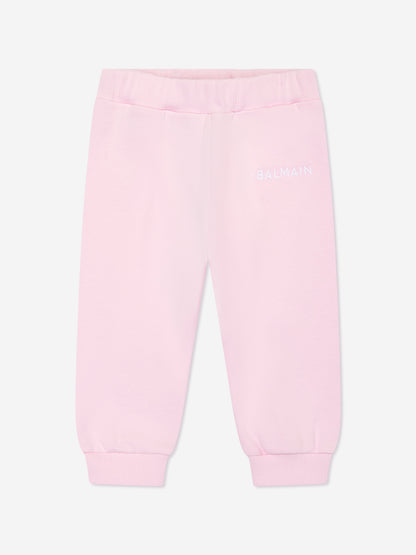 Balmain 女童粉色徽标慢跑裤