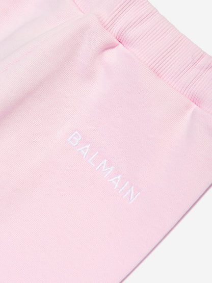 Balmain 女童粉色徽标慢跑裤