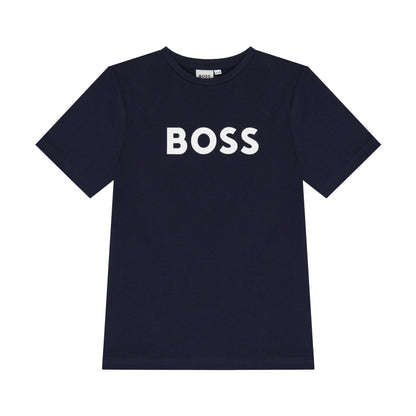 男童深蓝色Logo棉T恤