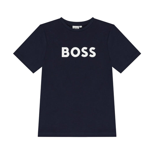 男童深蓝色Logo棉T恤