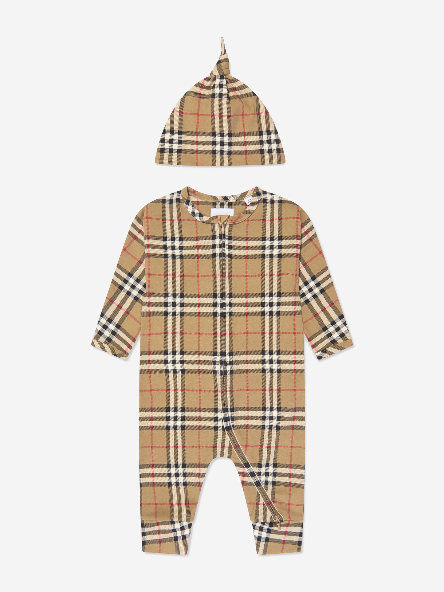 Baby Claude 档案米色格纹连体衣套装