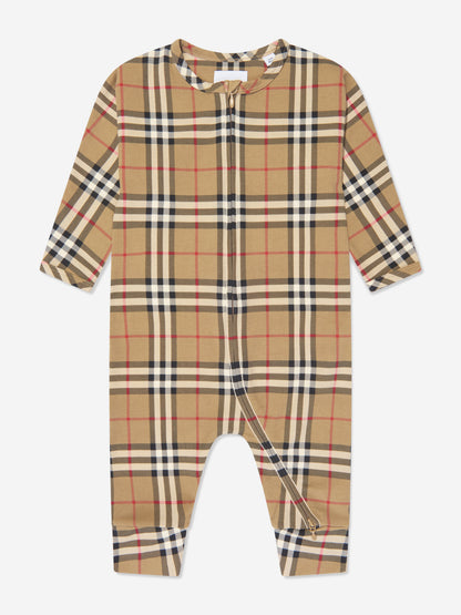 Baby Claude 档案米色格纹连体衣套装