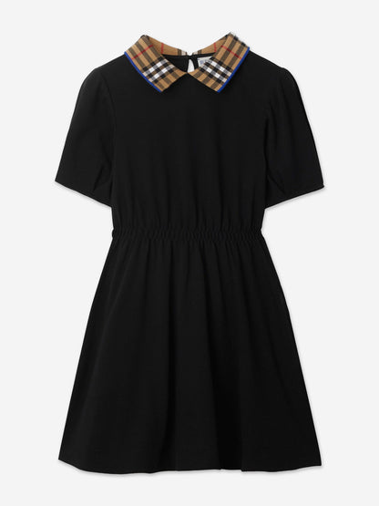 Burberry 女童 Alesea 格纹罗纹连衣裙（黑色）