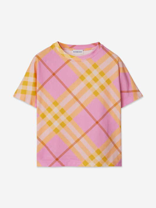 Burberry 女童 Lilia 格纹 T 恤（粉色）