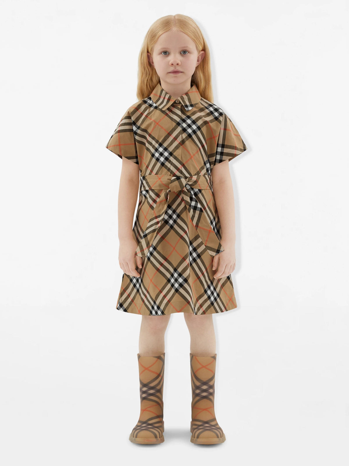 Burberry 女童 Giulietta 格纹连衣裙（米色）