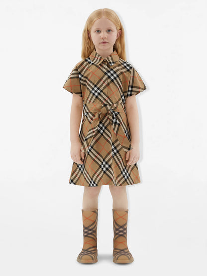 Burberry 女童 Giulietta 格纹连衣裙（米色）