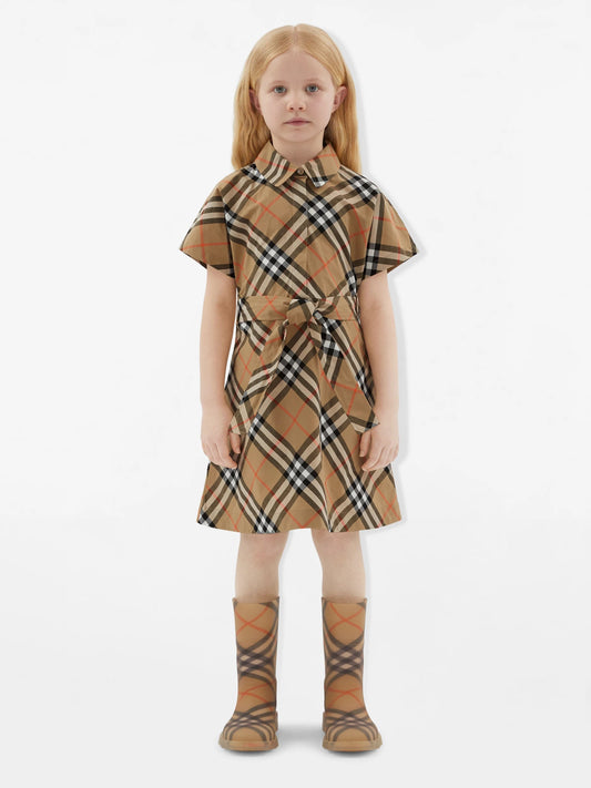 Burberry 女童 Giulietta 格纹连衣裙（米色）