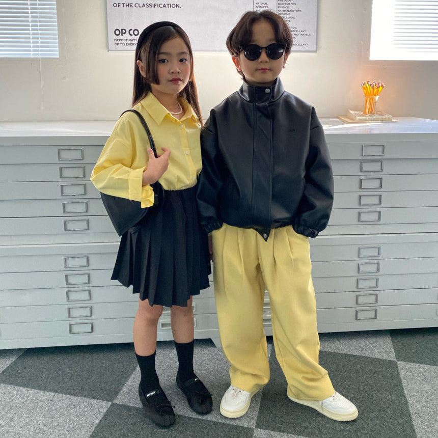 女童黑色百褶短裙
