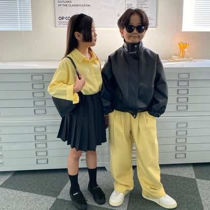 女童黑色百褶短裙
