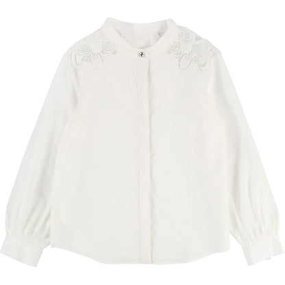 Girls Off White Cotton Shirt